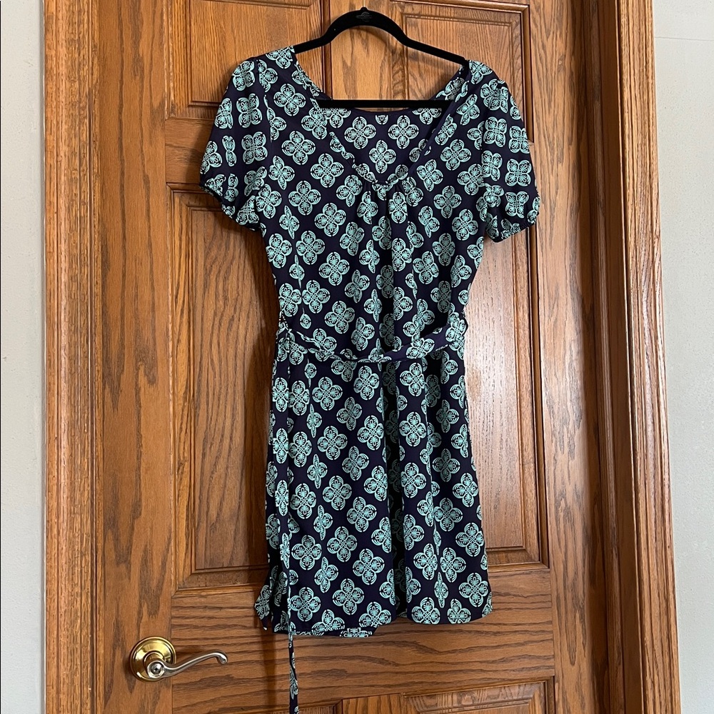 Navy and Green Medium Midi Dress NWOT - Picture 2 of 3